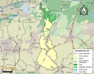 Carte en couleurs présentant l'occupation des sols.