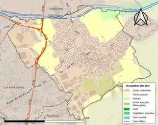 Carte en couleurs présentant l'occupation des sols.