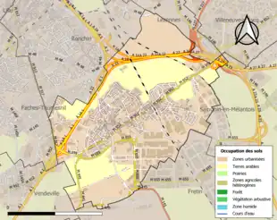 Carte en couleurs présentant l'occupation des sols.