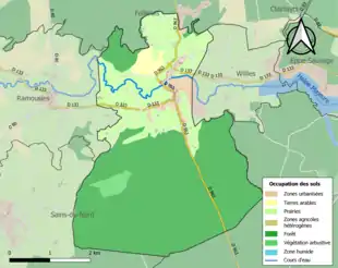 Carte en couleurs présentant l'occupation des sols.