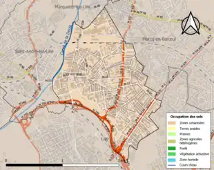 Carte en couleurs présentant l'occupation des sols.