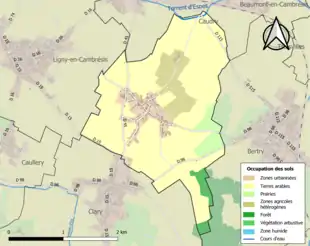 Carte en couleurs présentant l'occupation des sols.