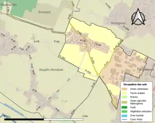 Carte en couleurs présentant l'occupation des sols.