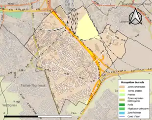 Carte en couleurs présentant l'occupation des sols.