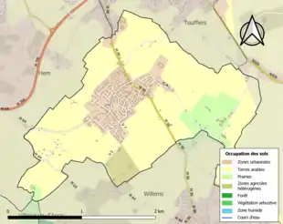 Carte en couleurs présentant l'occupation des sols.