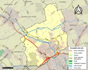 Carte en couleurs présentant l'occupation des sols.