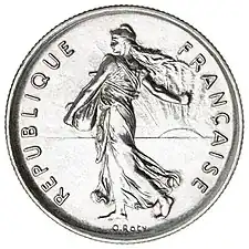 Monnaie type Semeuse (1970 ; gravure de 1897).
