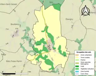 Carte en couleurs présentant l'occupation des sols.