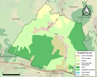 Carte en couleurs présentant l'occupation des sols.