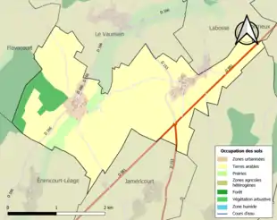 Carte en couleurs présentant l'occupation des sols.