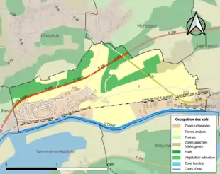 Carte en couleurs présentant l'occupation des sols.