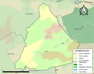 Carte en couleurs présentant l'occupation des sols.