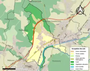 Carte en couleurs présentant l'occupation des sols.