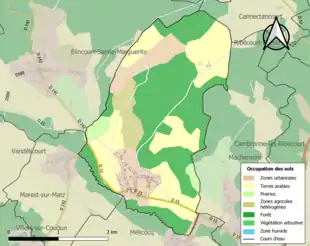 Carte en couleurs présentant l'occupation des sols.