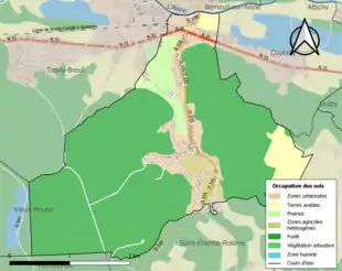 Carte en couleurs présentant l'occupation des sols.