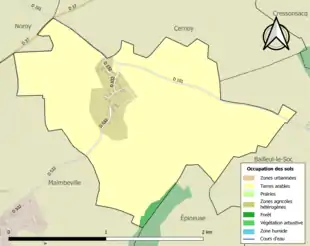 Carte en couleurs présentant l'occupation des sols.