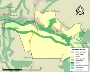 Carte en couleurs présentant l'occupation des sols.