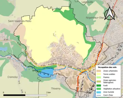 Carte en couleurs présentant l'occupation des sols.