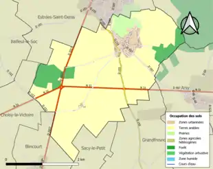 Carte en couleurs présentant l'occupation des sols.