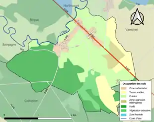 Carte en couleurs présentant l'occupation des sols.