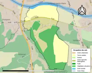 Carte en couleurs présentant l'occupation des sols.