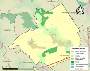 Carte en couleurs présentant l'occupation des sols.