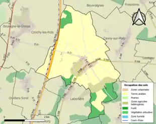 Carte en couleurs présentant l'occupation des sols.