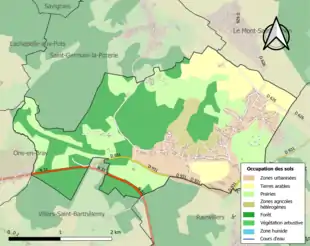 Carte en couleurs présentant l'occupation des sols.