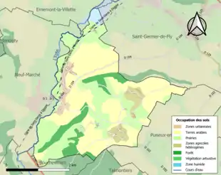 Carte en couleurs présentant l'occupation des sols.