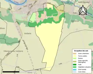 Carte en couleurs présentant l'occupation des sols.