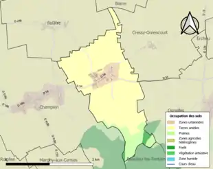 Carte en couleurs présentant l'occupation des sols.