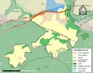 Carte en couleurs présentant l'occupation des sols.