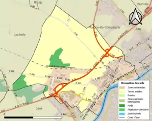 Carte en couleurs présentant l'occupation des sols.