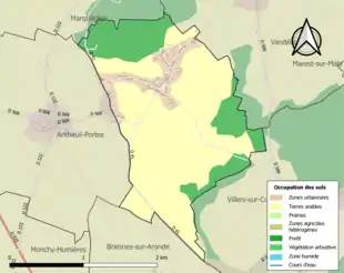 Carte en couleurs présentant l'occupation des sols.