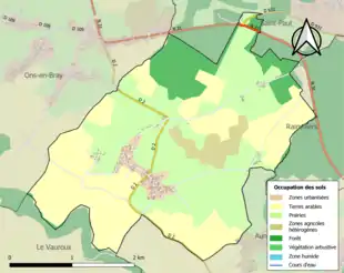 Carte en couleurs présentant l'occupation des sols.