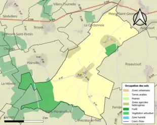 Carte en couleurs présentant l'occupation des sols.