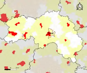 Localisation de l'aire d'attraction de Sées dans le département de l'Orne.