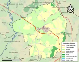 Carte en couleurs présentant l'occupation des sols.