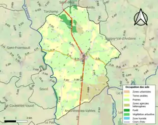 Carte en couleurs présentant l'occupation des sols.