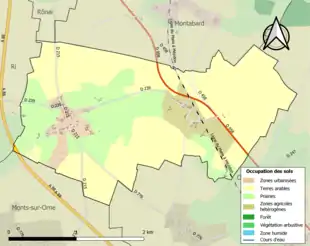 Carte en couleurs présentant l'occupation des sols.