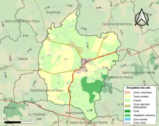 Carte en couleurs présentant l'occupation des sols.