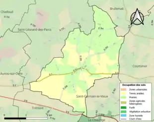 Carte en couleurs présentant l'occupation des sols.