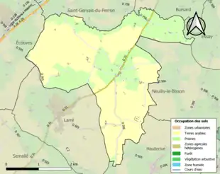 Carte en couleurs présentant l'occupation des sols.