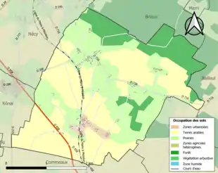 Carte en couleurs présentant l'occupation des sols.