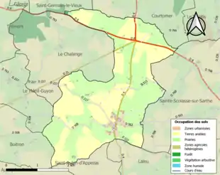 Carte en couleurs présentant l'occupation des sols.