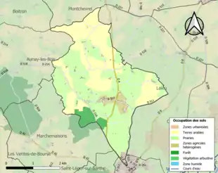 Carte en couleurs présentant l'occupation des sols.