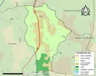 Carte en couleurs présentant l'occupation des sols.