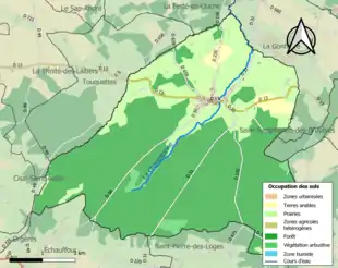 Carte en couleurs présentant l'occupation des sols.