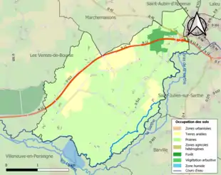 Carte en couleurs présentant l'occupation des sols.