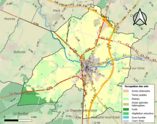 Carte en couleurs présentant l'occupation des sols.